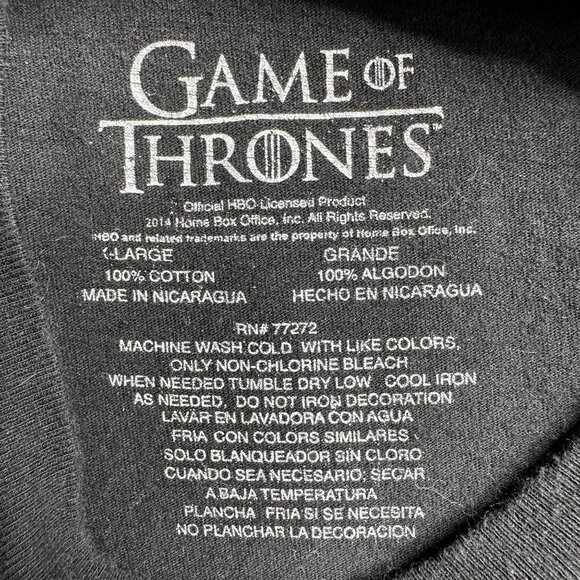 Game of Thrones Winter‎ is Coming Black T Shirt Size Large - Picture 5 of 9